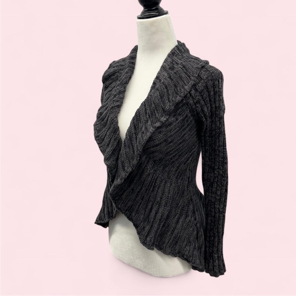 Women's Ruffle Open Knit Cardigan - Picture 2 of 8